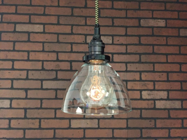 "Industrial Pendant Light -Black 6"" Clear Glass Cone Shade With Patented ""Huila Connector" - image 1