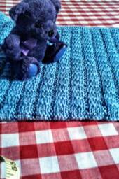 Baby Blue Worsted Weight Handmade Hand-Knitted Textured Bricks Blanket Or Afghan - thumbnail 3