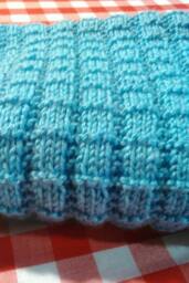 Baby Blue Worsted Weight Handmade Hand-Knitted Textured Bricks Blanket Or Afghan - thumbnail 1