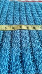 Baby Blue Worsted Weight Handmade Hand-Knitted Textured Bricks Blanket Or Afghan - thumbnail 4