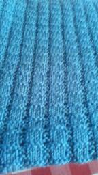 Baby Blue Worsted Weight Handmade Hand-Knitted Textured Bricks Blanket Or Afghan - thumbnail 2