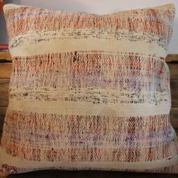 50cm Vintage Kilim Cushion Cover Handwoven - Goat Hair/Wool/Linen Village Weave - thumbnail 2