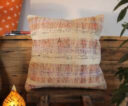 50cm Vintage Kilim Cushion Cover Handwoven - Goat Hair/Wool/Linen Village Weave - thumbnail 1