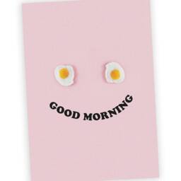 Good Morning Egg Face Wall Art Print Pink & Yellow Typography Poster Fun Kitchen Decor For Breakfast Nook Or Bedroom Gift Idea - thumbnail 2