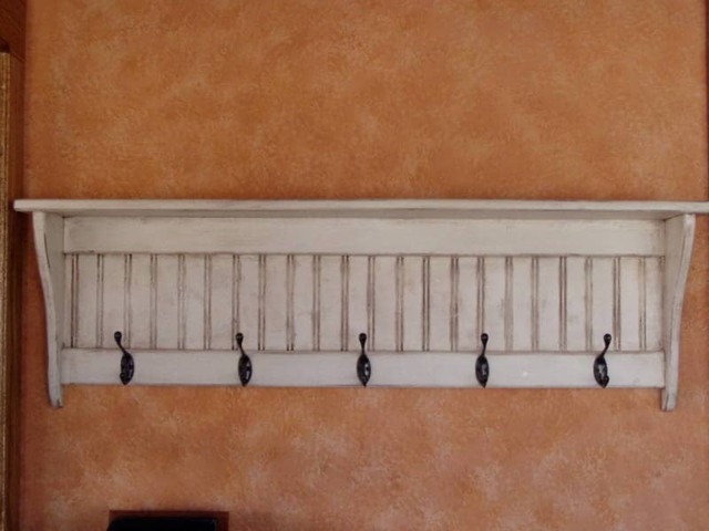 Distressed Wood Coat Rack With Shelf 42 - image 1