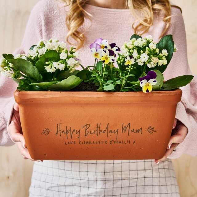 Birthday Gift Personalised Terracotta Trough - Window Box - image 1