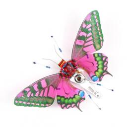Framed Purple Butterfly Wall Art, Recycled Circuit Board Insect - thumbnail 2