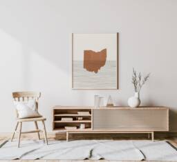 Ohio Boho Decor - Mid Century Wall Art, Minimalist Art & Abstract Print, State Map Print - thumbnail 1