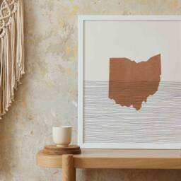 Ohio Boho Decor - Mid Century Wall Art, Minimalist Art & Abstract Print, State Map Print - thumbnail 2