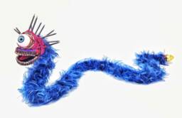 One-Eyed Spikey Fur Snake - Bendable Copper Wire Creature Fun, Unique, Fully Poseable Hand-Made Out Of Recycled & Repurposed Materials - thumbnail 1