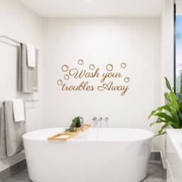 Wash Your Troubles Away Vinyl Wall Decal - Bathroom Decor - thumbnail 3