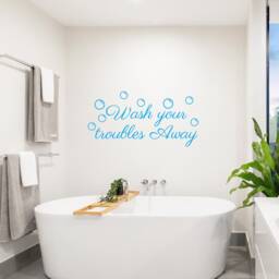 Wash Your Troubles Away Vinyl Wall Decal - Bathroom Decor - thumbnail 2
