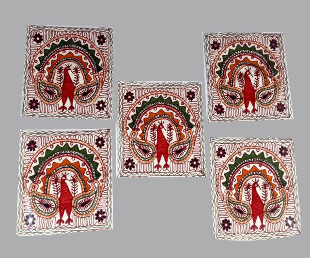 Designer Gujarati Work Decorative Pillow Cover, Cushion Covers - 17 X 17 Inches - Set Of 5 Pcs, Throw Pillow, Cotton Cover Set - image 1