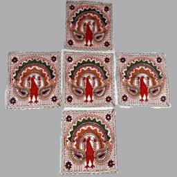 Designer Gujarati Work Decorative Pillow Cover, Cushion Covers - 17 X 17 Inches - Set Of 5 Pcs, Throw Pillow, Cotton Cover Set - thumbnail 2