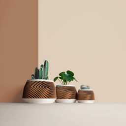 Large Wooden Indoor Plant Pots, Plant Holders Gift For Lover, Apartment Decoration Idea, Geometric Design, Minimalist & Modern Home - thumbnail 2