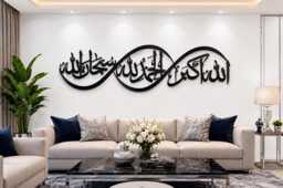 Allahu Akbar Subhanallah Alhamdulillah Islamic Metal Wall Art - Infinity Arabic Calligraphy Decor Modern Muslim Home - thumbnail 1