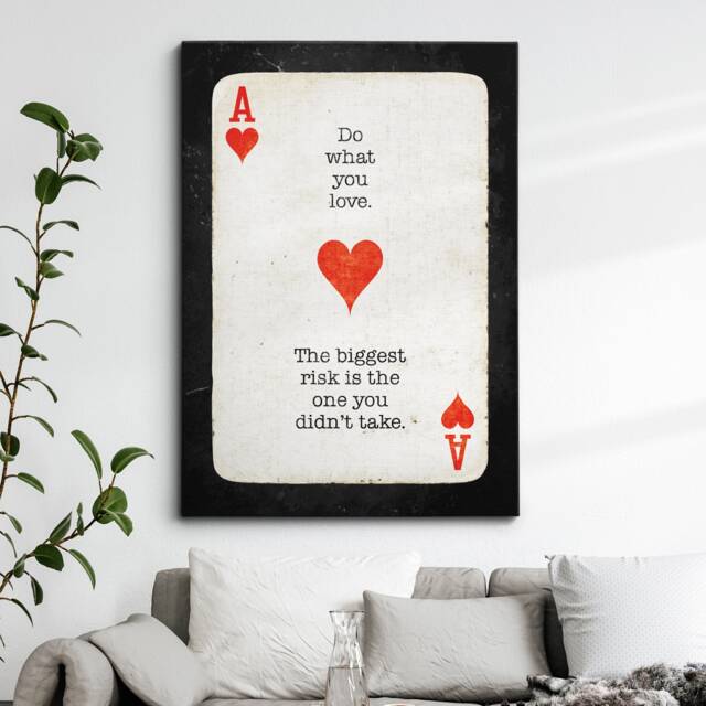 Ace Of Hearts Playing Cards Quote Motivational Inspirational, Framed Canvas Wall Art Poster Print, Home Office & Room Decor, Gift Idea - image 1
