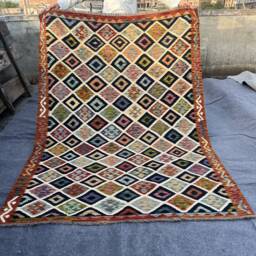 6x8 Kilim Rug - Afghan Handmade Area Living Room Office -Flatweave Maimana 180x253cm - thumbnail 1
