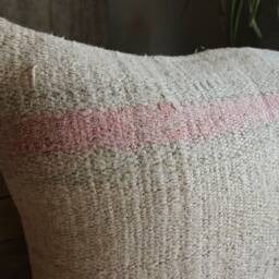 50cm - Or 20 Inches Vintage Kilim Cushion Cover Handwoven - Hemp/Wool/Linen Soft Feel Off White Natural #10 - thumbnail 3