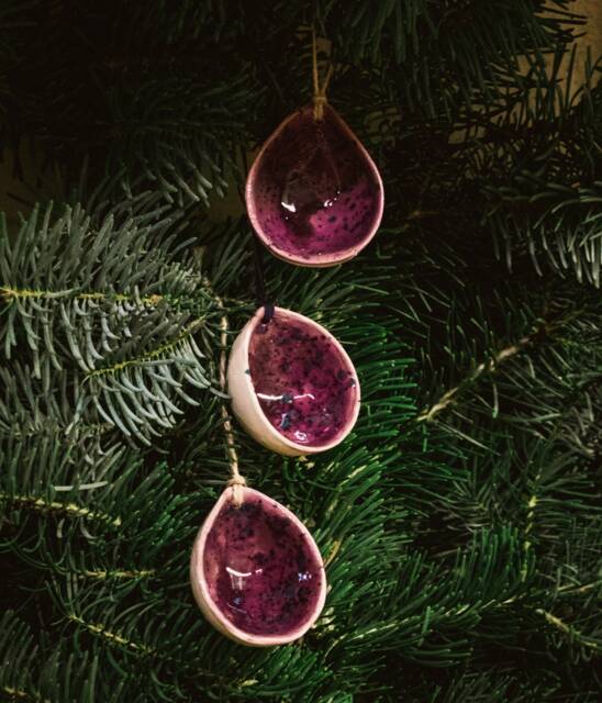 Set Of 4 Christmas Tree Ornaments - Purple, Pink, Green, Beige, Red - image 1