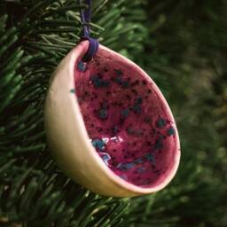 Set Of 4 Christmas Tree Ornaments - Purple, Pink, Green, Beige, Red - thumbnail 2