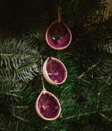 Set Of 4 Christmas Tree Ornaments - Purple, Pink, Green, Beige, Red - thumbnail 1