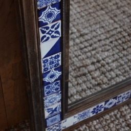 Talavera Mirror - Ebony Wall Large Wood Blue White Tile Free Shipping - thumbnail 2