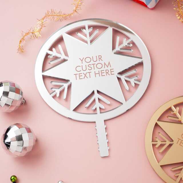 Snowflake Custom Text Christmas Tree Topper, Any Engraved Scandi Christmas, Acrylic Or Wood Snowflake - image 1
