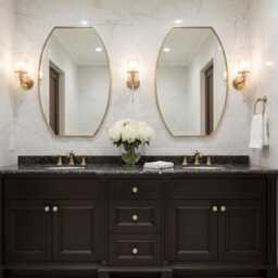 Modern Oval Shield Mirror - Irregular Wall Mirror, Gold - thumbnail 2