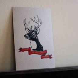Wall Art Print - Deer Small Hand Drawn Poster Gift For Animal Lover, Activist Eco Friendly Art Vegan 5x7 - thumbnail 2