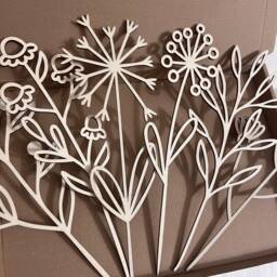 Wooden Flowers - Boho Nursery Flower Decor Wildflower Bedroom Theme Wall Decal Girls - thumbnail 3