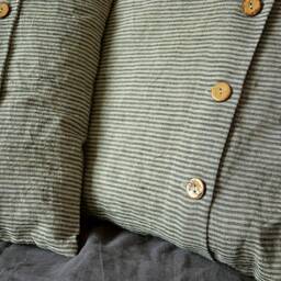 striped Linen Pillow Cover - Pillowcase With Coconut Buttons Cushion - thumbnail 2