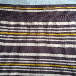 Handmade Knitted Baby Blanket With Slate Gray-Ecru-Mustard Stripes - thumbnail 3