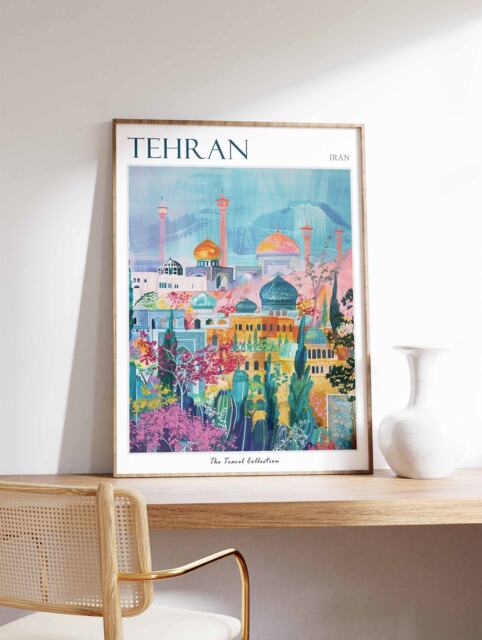 Tehran Travel Poster Colorful Iran City Wall Art - image 1