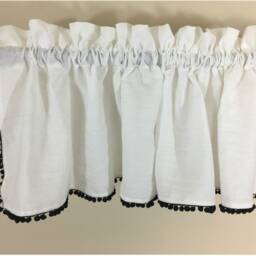 Linen Curtains With Pompom Details, 40+ Linen Fabric Choices, Custom Drapes - thumbnail 3