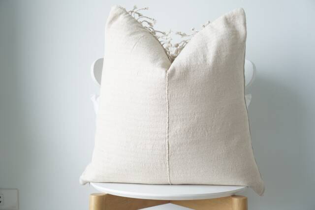 Neutral Tribal Hemp Hand Woven Natural Dye Color Hmong Lumbar Pillow Cover - image 1