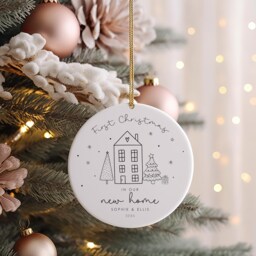 Personalised First Home Christmas Ceramic Bauble - 1st Bauble, Xmas Tree Decor, Keepsake, New Gift, Ornament - thumbnail 1