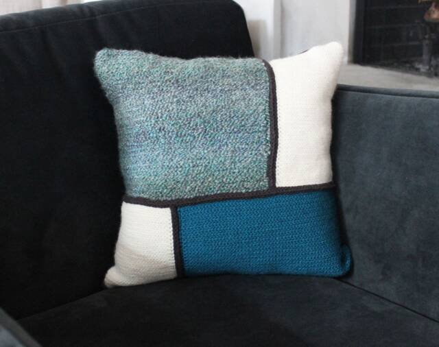 Crochet Throw Pillow Teal/Cream, Decorative Pillow, 16 X - image 1