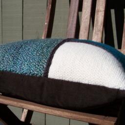 Crochet Throw Pillow Teal/Cream, Decorative Pillow, 16 X - thumbnail 3
