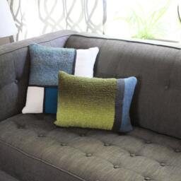 Crochet Throw Pillow Teal/Cream, Decorative Pillow, 16 X - thumbnail 4