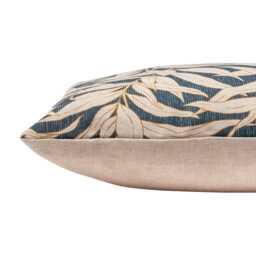 Willow Leaves Cushion Cover in Navy Blue. Organic Linen-Blend Fabric. Botanical Nature-Inspired Print. 17x17 - thumbnail 2
