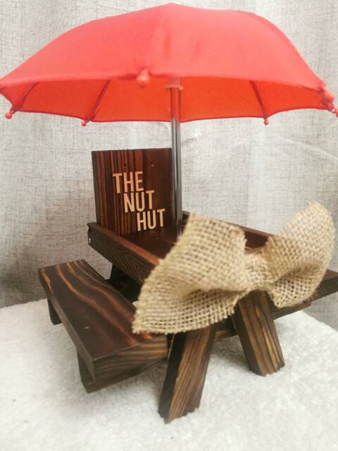 Squirrel Feeder Bench With Umbrella Christmas Gift For Granny Squirrels Garden Personalised Sign Mum - image 1