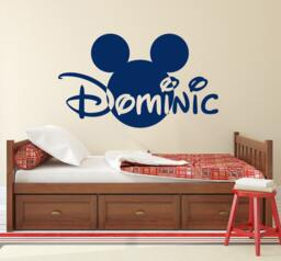 Wall Decal Mickey Mouse Name Boy Vinyl Sticker Decals Personalized Baby Decor Kids Nursery Room Custom X148 - thumbnail 1