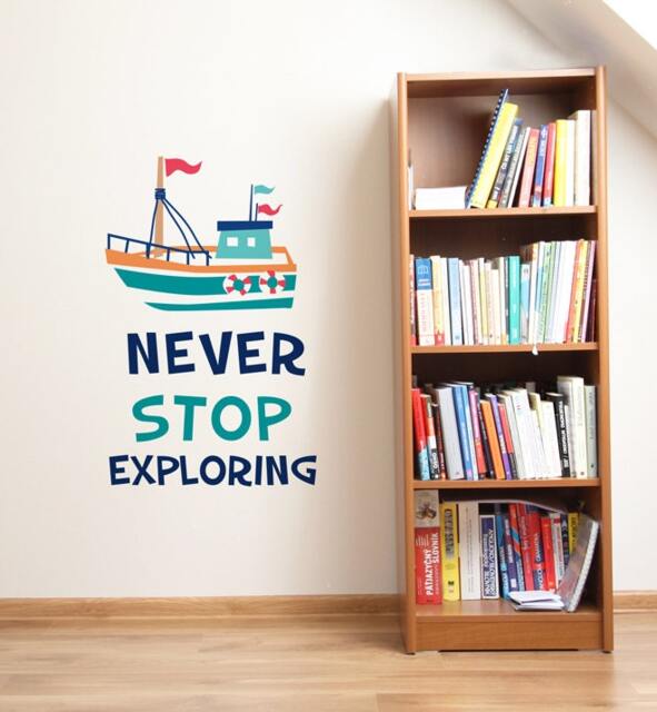 Never Stop Exploring Wall Sticker Decal - Quotes, Decals, Words, Inspiration, Decor, Family