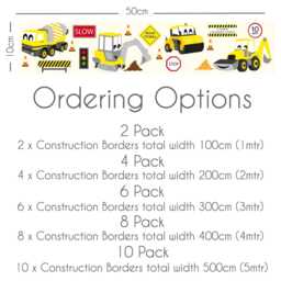 Construction Vehicles Wall Sticker Border Colourful Nursery Room Decor For Toddlers Bedroom & Playroom - thumbnail 2