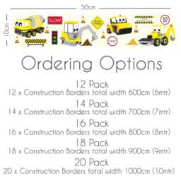 Construction Vehicles Wall Sticker Border Colourful Nursery Room Decor For Toddlers Bedroom & Playroom - thumbnail 3