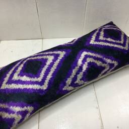 Silk Ikat Lumbar Pillow Cover, Handwoven Decorative Cushion - 10x24 - thumbnail 4