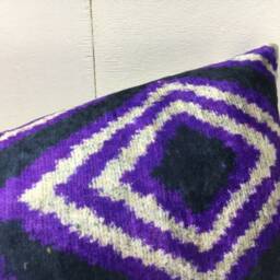 Silk Ikat Lumbar Pillow Cover, Handwoven Decorative Cushion - 10x24 - thumbnail 2