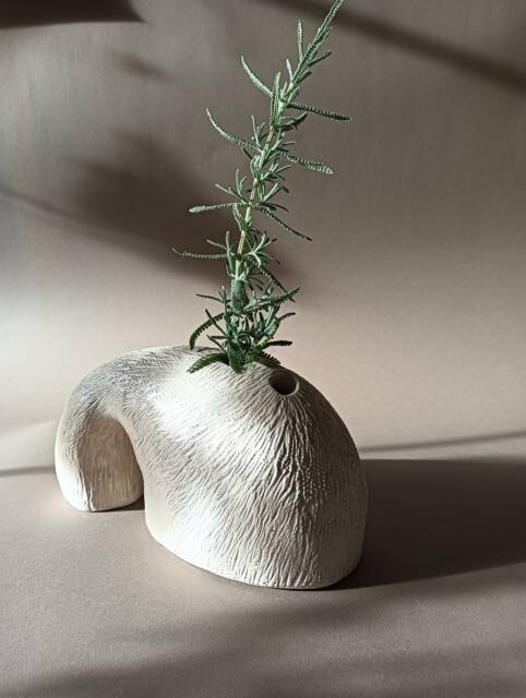 Whale Sculpture Vase, Marine Shape Sculpture, Elegant Rustic White With Relief, Inspired By Nature - image 1