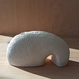 Whale Sculpture Vase, Marine Shape Sculpture, Elegant Rustic White With Relief, Inspired By Nature - thumbnail 3